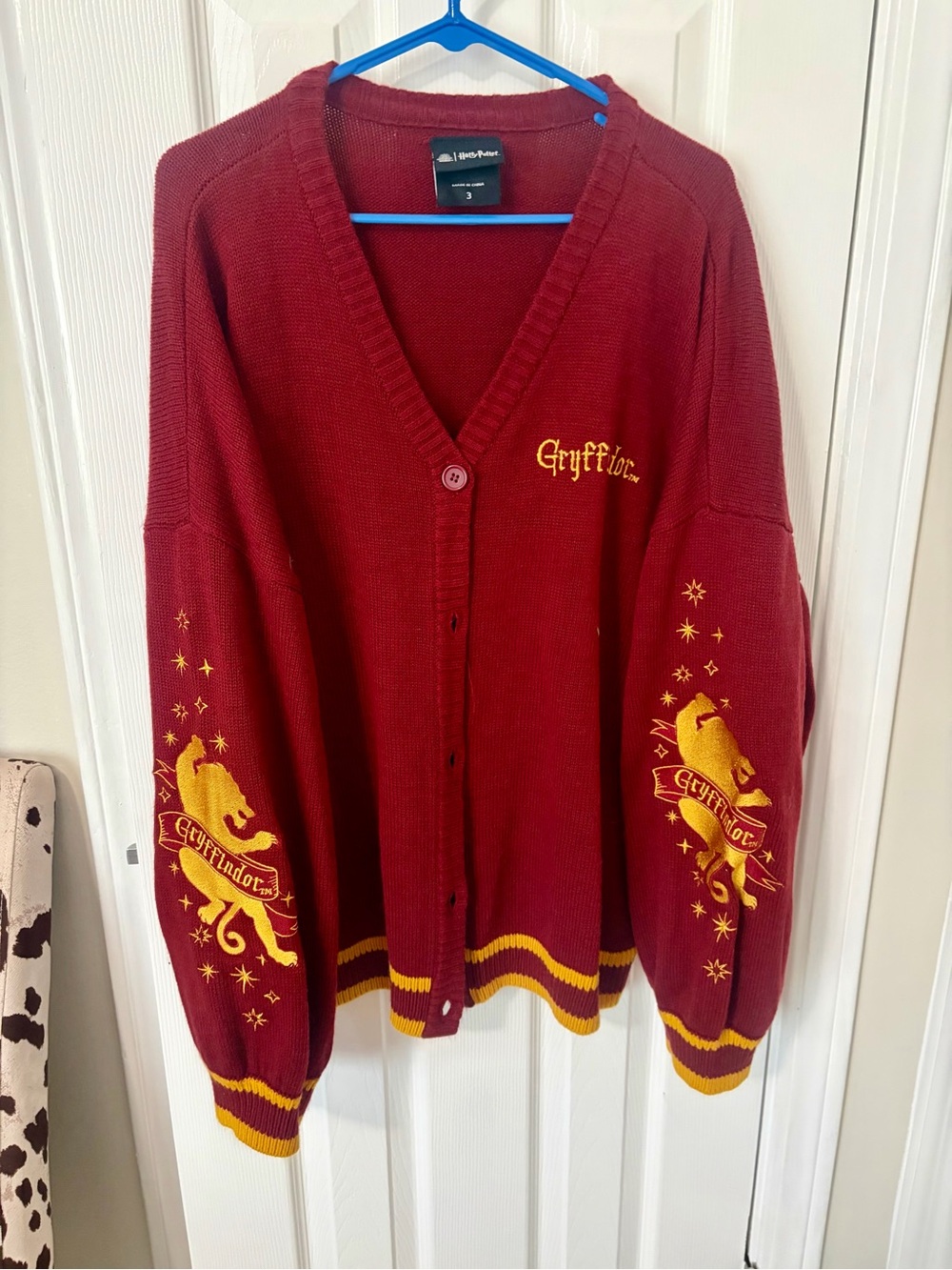 Warner Bros. Gryffindor Maroon and Gold Knit Cardigan